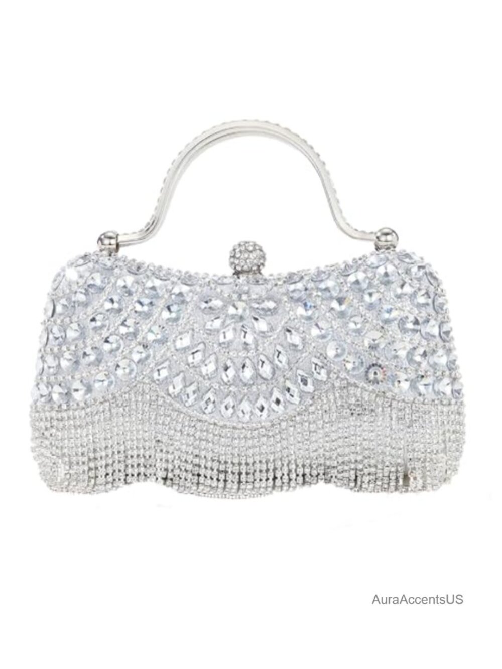 Rhinestone Fringe Clutch Evening Bag Chain Shoulder Mini Formal Purse